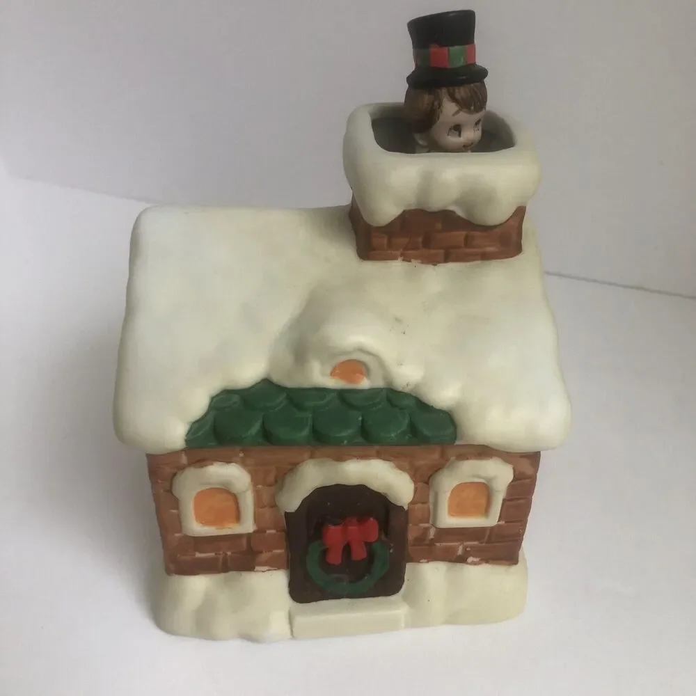 Chimney Sweep Moves In & Out Of Chimney To Wish You: Handcrafted Japan 1980's